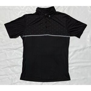 Swannies Black Polo‎ White Dots Men's Size Medium